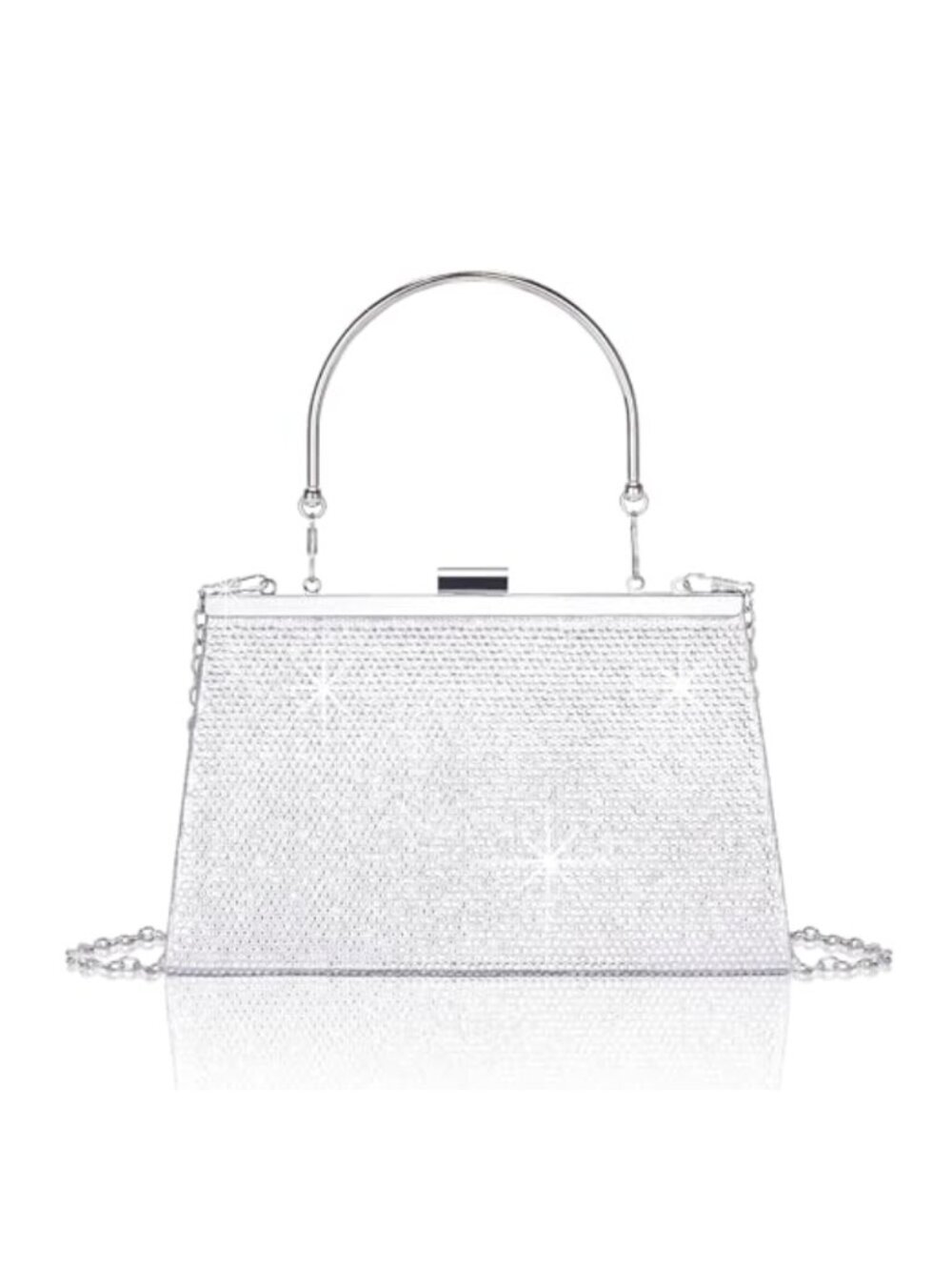 Rhinestone Clutch Evening Purse with Chain, Top Handle Crossbody Bag for Party